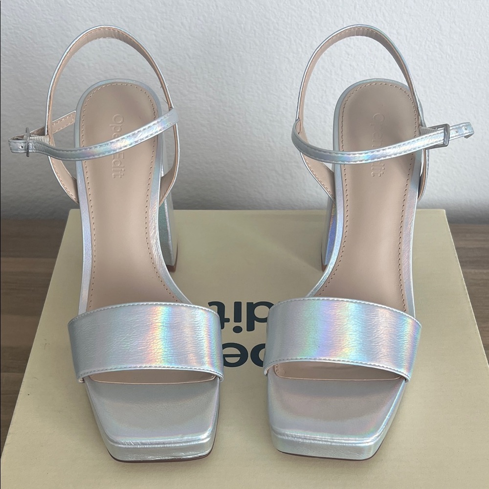 Opal Shimmer Iridescent Silver Women's platform Heels